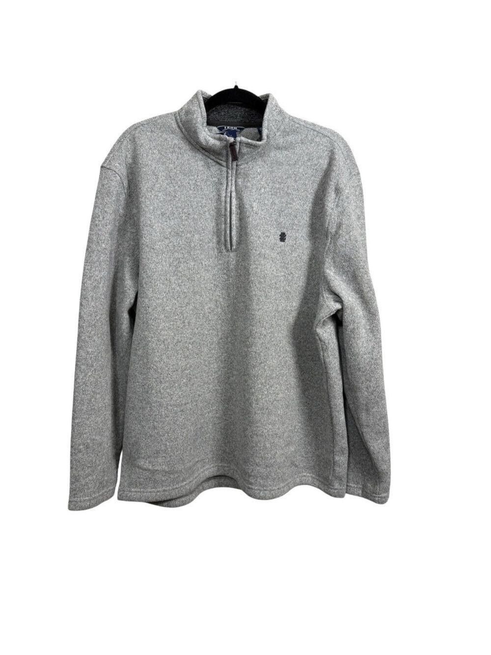 Men's IZOD XL Light Grey Heather Fleece 1/4 Zip Sweater NWT